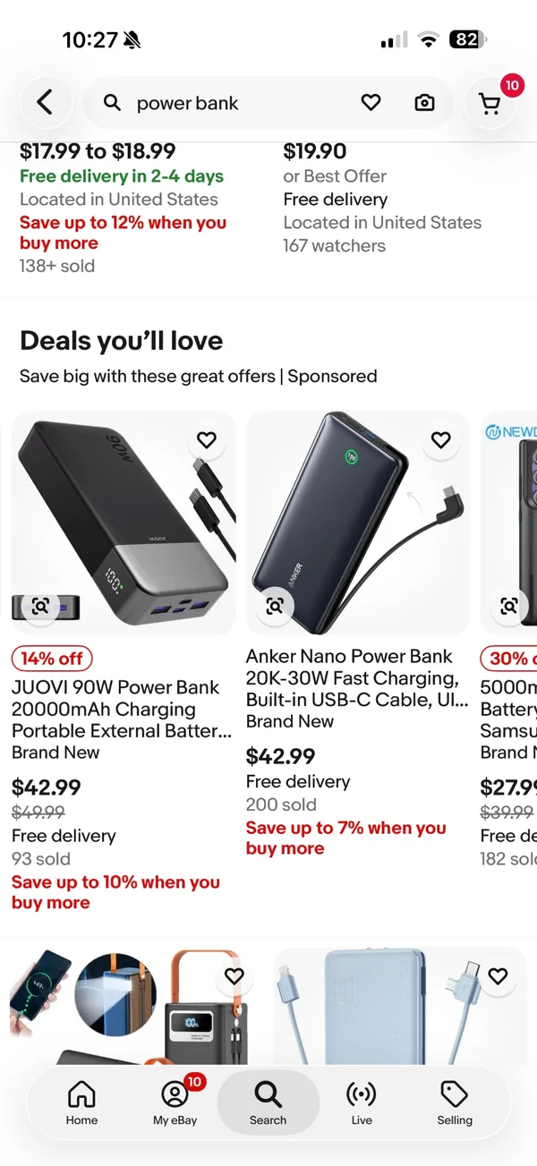 Deals you’ll love module in a power bank search