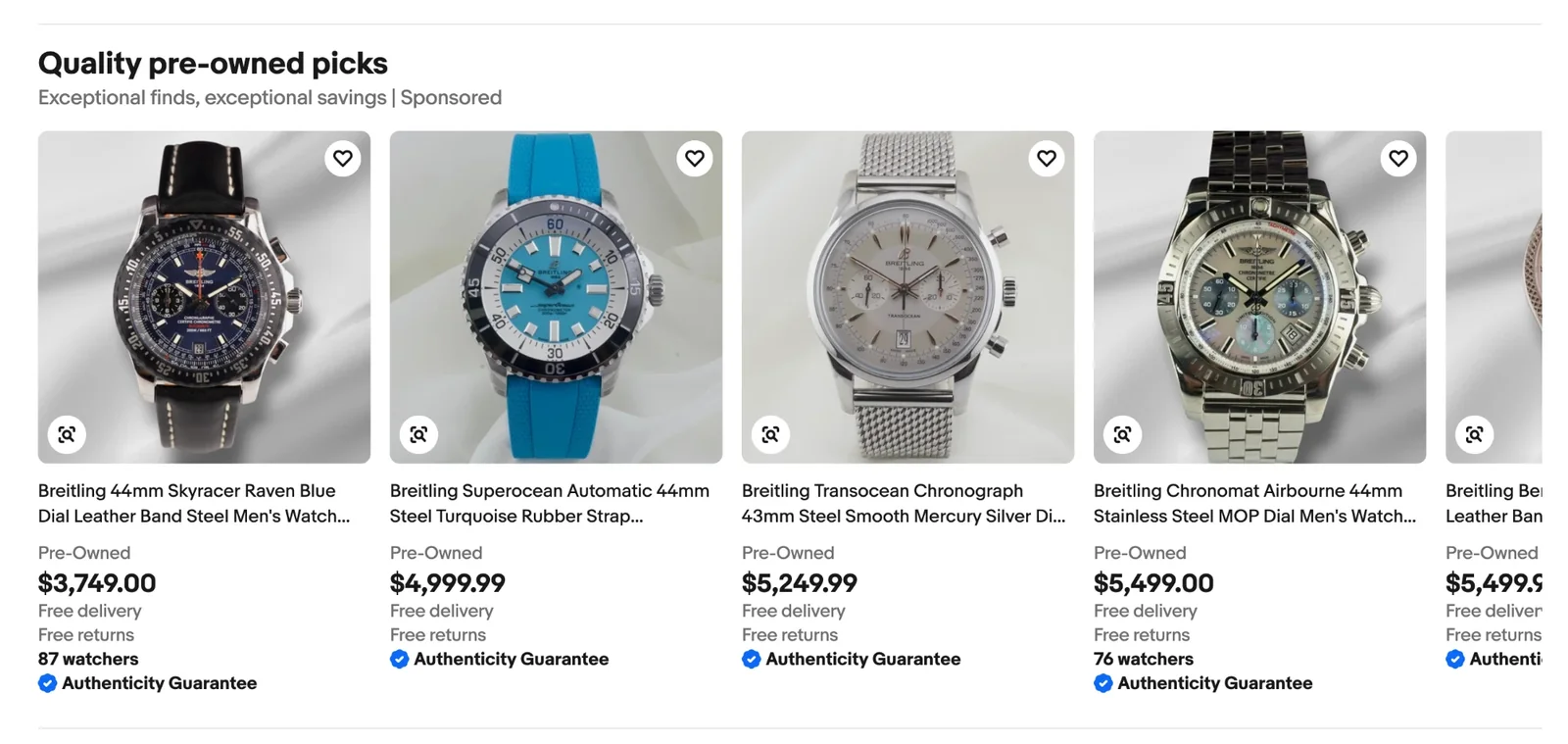 Quality pre-owned picks module in eBay search results